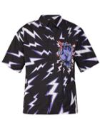 Matchesfashion.com Prada - Thunder Bolt Print Poplin Shirt - Mens - Dark Purple