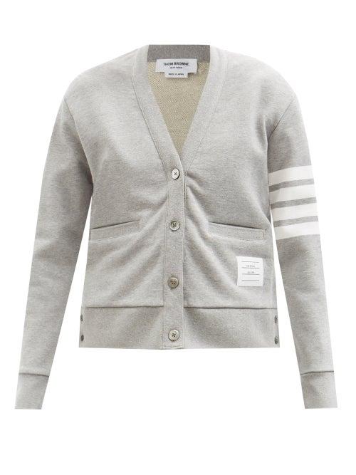 Thom Browne - Four-bar Cotton-jersey Cardigan - Womens - Grey