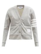 Thom Browne - Four-bar Cotton-jersey Cardigan - Womens - Grey