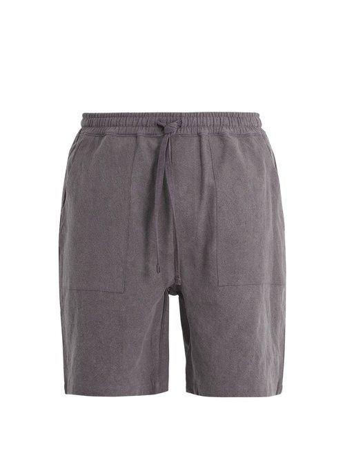 Matchesfashion.com The Lost Explorer - Kinkajous Elasticated Waist Linen Blend Shorts - Mens - Grey
