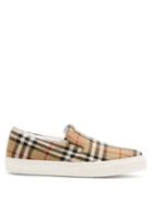 Matchesfashion.com Burberry - Thompson Vintage-check Canvas Trainers - Mens - Beige