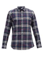Matchesfashion.com Burberry - Caxton Checked Cotton-poplin Shirt - Mens - Navy Multi
