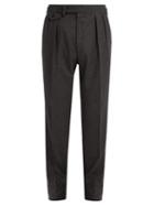 Matchesfashion.com Ralph Lauren Purple Label - Straight Leg Wool Flannel Trousers - Mens - Dark Grey