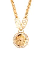 Matchesfashion.com Versace - Crystal Medusa Head Greca Chain Necklace - Womens - Gold
