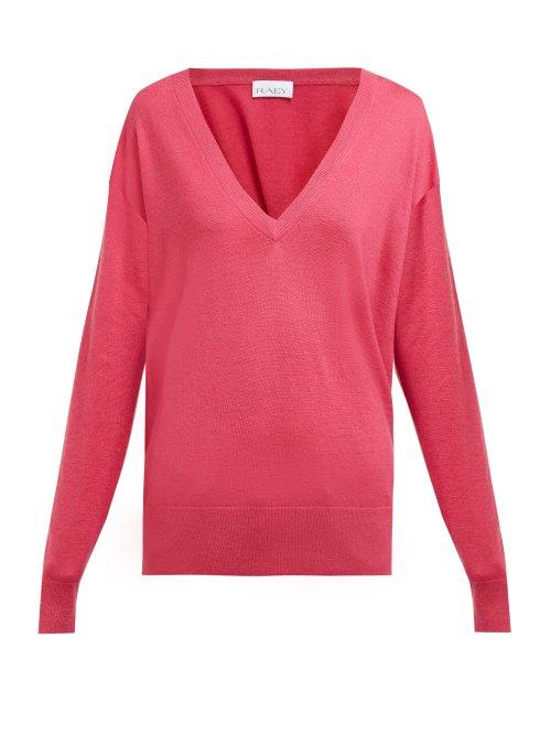 Matchesfashion.com Raey - V Neck Fine Knit Cashmere Sweater - Womens - Fuchsia