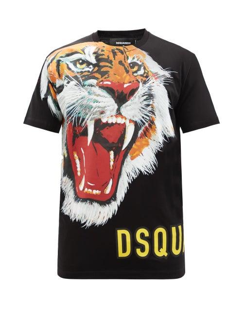 Dsquared2 - Tiger-print Cotton-jersey T-shirt - Mens - Black
