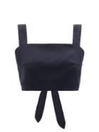 Matchesfashion.com Casa Raki - Luli Tie-back Organic-linen Cropped Top - Womens - Navy