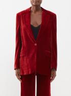 Stella Mccartney - Single-breasted Velvet Suit Jacket - Womens - Red