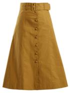 Sea Belted A-line Cotton-blend Midi Skirt