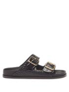 Birkenstock - 1774 Arizona Crocodile-effect Leather Slides - Womens - Black