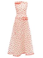 Matchesfashion.com Rodarte - Flocked Heart Pattern Tulle Maxi Dress - Womens - Red Multi