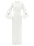 Roksanda - Artemia Ruffle-sleeve Crepe Maxi Dress - Womens - Ivory