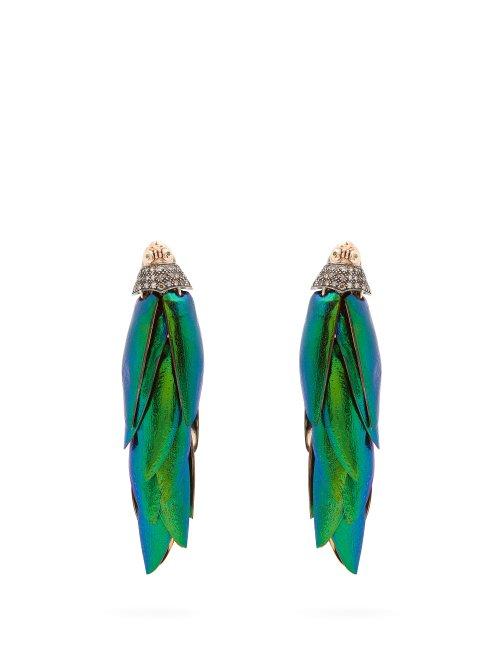 Matchesfashion.com Bibi Van Der Velden - Scarab Bunch Earrings - Womens - Green