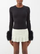 16arlington - Tanith Feather-cuff Jersey Top - Womens - Black