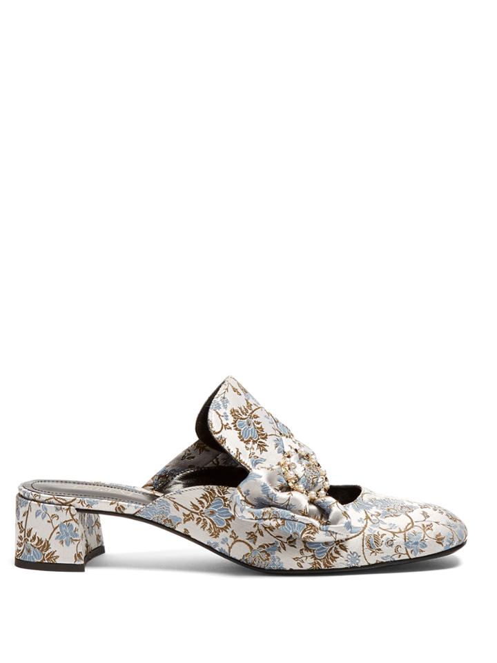 Erdem Addison Jacquard Block-heel Mules