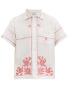 Matchesfashion.com Bode - Cross Stitched Cotton Muslin Shirt - Mens - White Multi