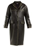 Matchesfashion.com Miu Miu - Long Distressed Leather Coat - Womens - Black