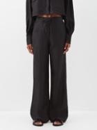 Frame - High-rise Slubbed-canvas Trousers - Womens - Black