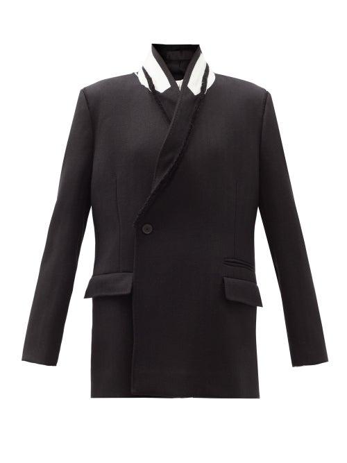 Matchesfashion.com Haider Ackermann - Contrast-lapel Wool-herringbone Jacket - Womens - Black Multi