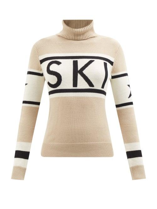 Perfect Moment - Schild Ski-intarsia Roll-neck Merino Sweater - Womens - Beige