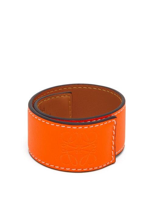Matchesfashion.com Loewe Paula's Ibiza - Anagram-debossed Leather Slap Bracelet - Mens - Orange