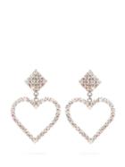 Matchesfashion.com Alessandra Rich - Crystal Embellished Heart Drop Earrings - Womens - Multi