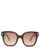 Matchesfashion.com Cartier Eyewear - Panthre De Cartier Square Acetate Glasses - Womens - Tortoiseshell