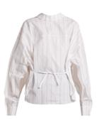 Matchesfashion.com A.w.a.k.e. - Tie Waist Striped Cotton Shirt - Womens - White