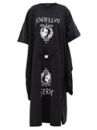 Matchesfashion.com Vetements - Interpol Print Deconstructed T Shirt Dress - Womens - Black