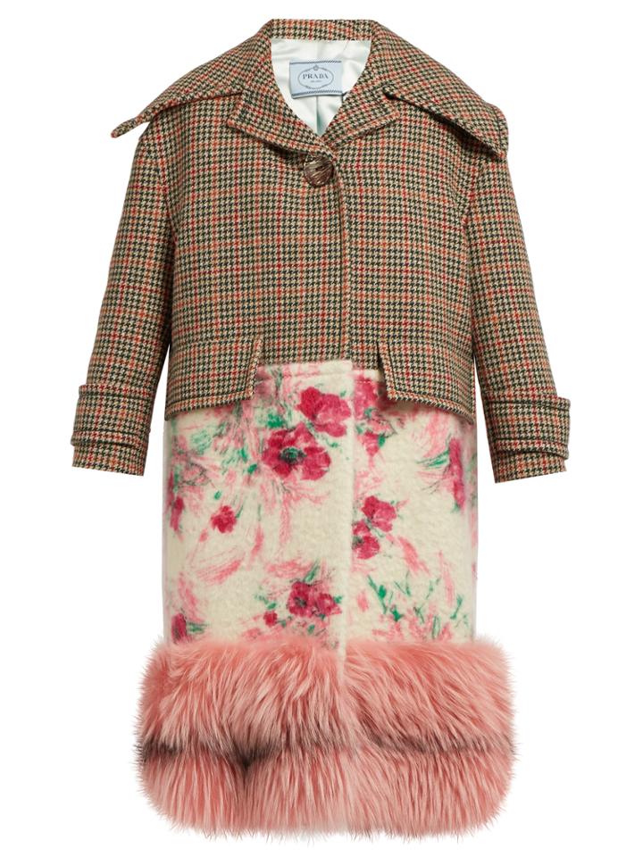 Prada Fur-hem Contrast-panel Coat