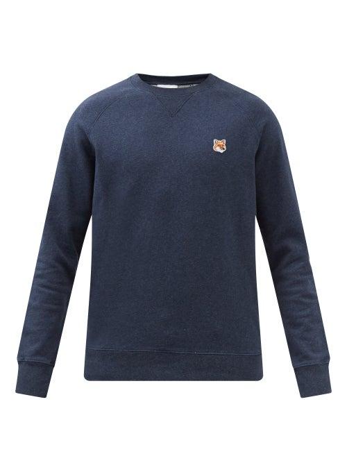 Maison Kitsun - Fox Head Cotton-jersey Sweatshirt - Mens - Navy