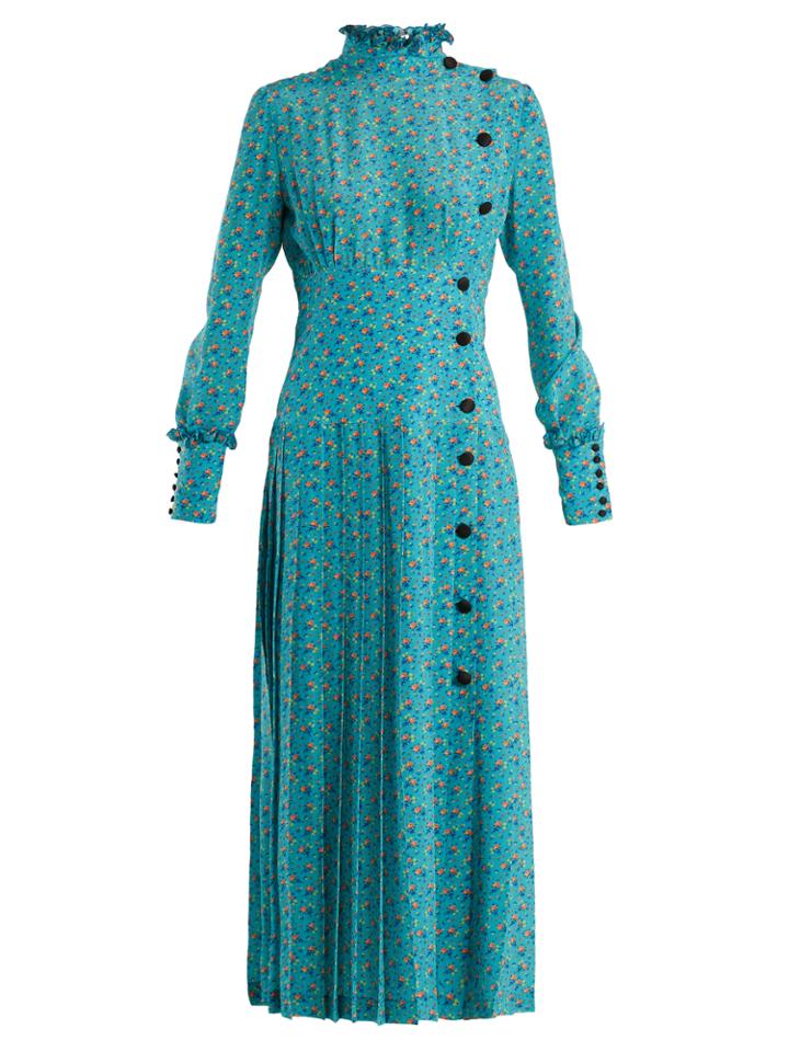 Alessandra Rich Floral-print Silk Crepe De Chine Dress
