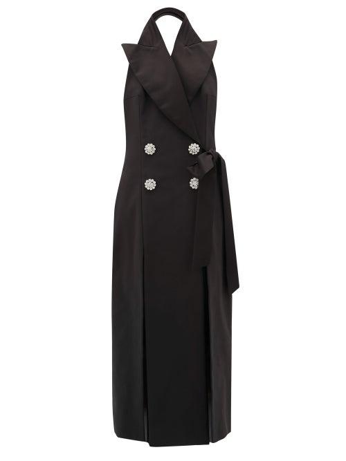 Matchesfashion.com The Attico - Crystal-button Cotton-blend Tuxedo Dress - Womens - Black