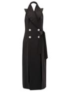 Matchesfashion.com The Attico - Crystal-button Cotton-blend Tuxedo Dress - Womens - Black