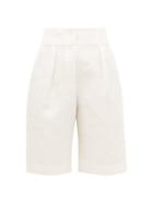 Matchesfashion.com Brunello Cucinelli - Pleated Linen-blend Wide-leg Shorts - Womens - Ivory