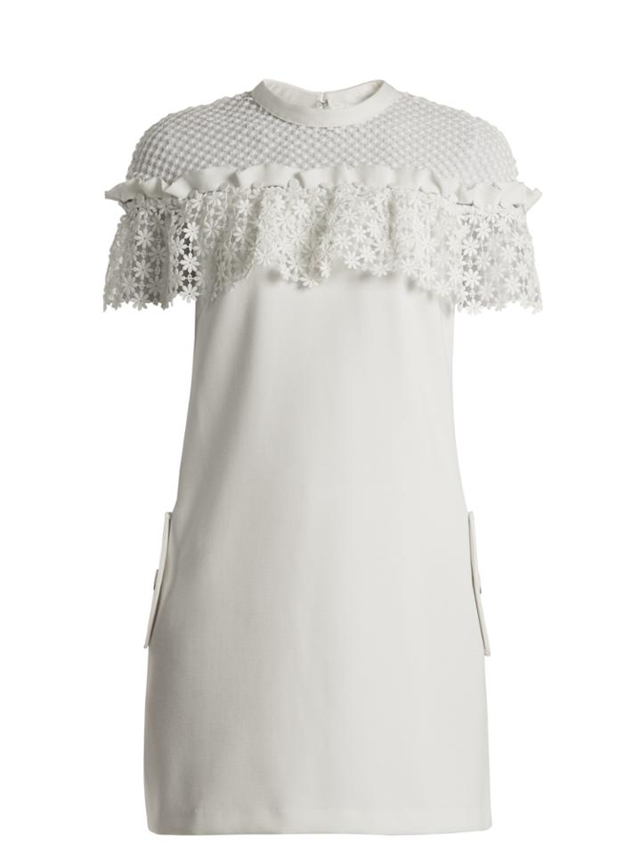 Self-portrait Floral-lace Cape-sleeved Mini Dress