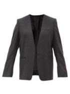 Totme - Collarless Recycled Cashmere Blazer - Womens - Dark Grey
