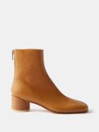 Mm6 Maison Margiela - Back-zip Leather Ankle Boots - Mens - Light Brown
