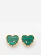 Yvonne Leon - Diamond, Malachite & 9kt Gold Earrings - Womens - Green Multi
