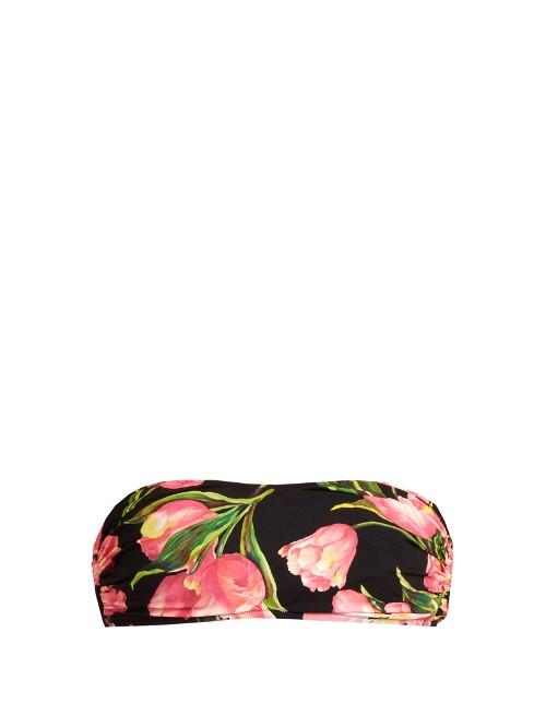 Dolce & Gabbana Tulip-print Bandeau Bikini Top