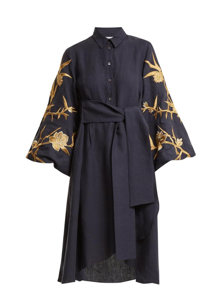 Osman Ariana Embroidered-linen Dress