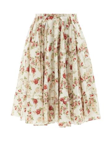 Brock Collection - Talitha Floral-print Silk-chiffon Midi Skirt - Womens - Ivory Multi