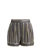 Matchesfashion.com Peter Pilotto - High Rise Striped Shorts - Womens - Navy Multi