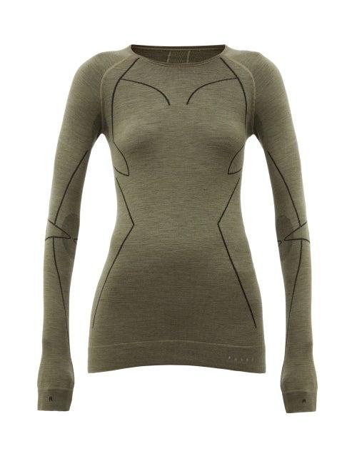Matchesfashion.com Falke - Thermal Stretch Wool Performance Top - Womens - Green