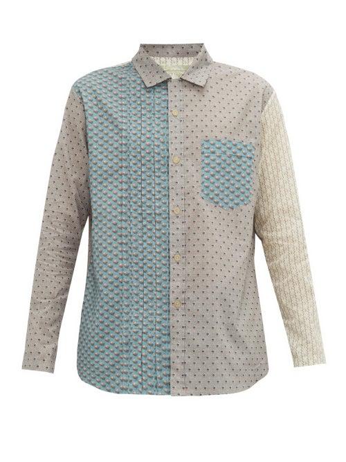 Matchesfashion.com By Walid - Tristan Panelled Floral-print Cotton Shirt - Mens - Blue Multi
