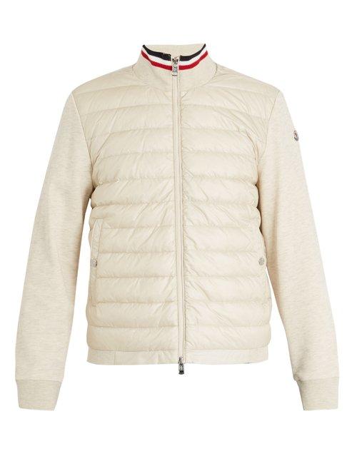 Matchesfashion.com Moncler - High Neck Contrast Panel Quilted Down Jacket - Mens - Cream