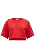 Matchesfashion.com Fendi - Logo Trimmed Cropped Cotton T Shirt - Womens - Red