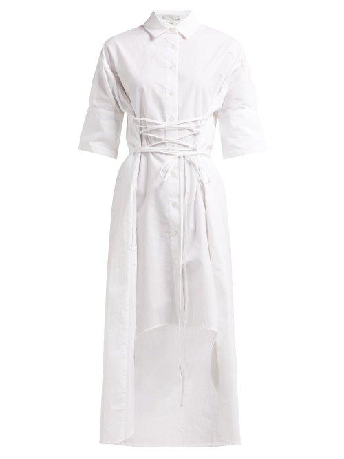 Matchesfashion.com White Story - Elizabeth X Twill Corset Style Cotton Shirtdress - Womens - White