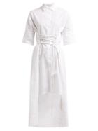 Matchesfashion.com White Story - Elizabeth X Twill Corset Style Cotton Shirtdress - Womens - White
