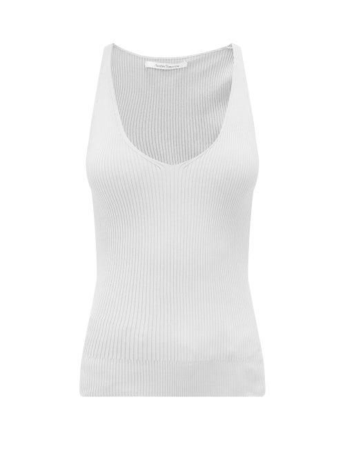 Matchesfashion.com Another Tomorrow - V-neck Rib-knitted Tank Top - Womens - White